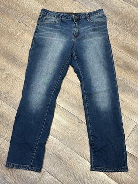 Tahari Debbi Hi-Rise Straight Jeans Size 10/30 Medium Wash